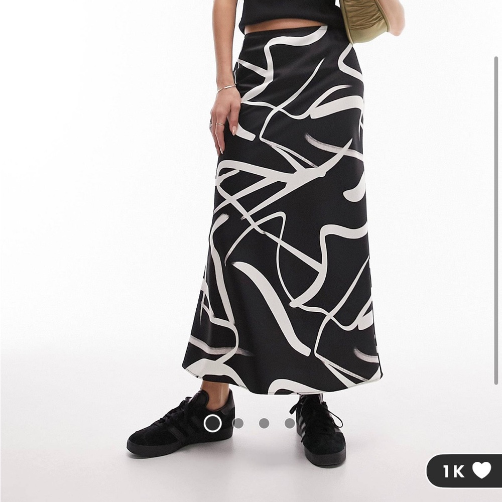 Topshop print bias maxi skirt in mono